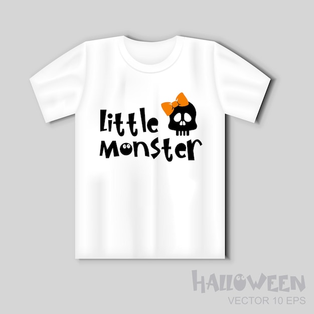 Letras divertidas de little monster para halloween con calavera ilustración vectorial