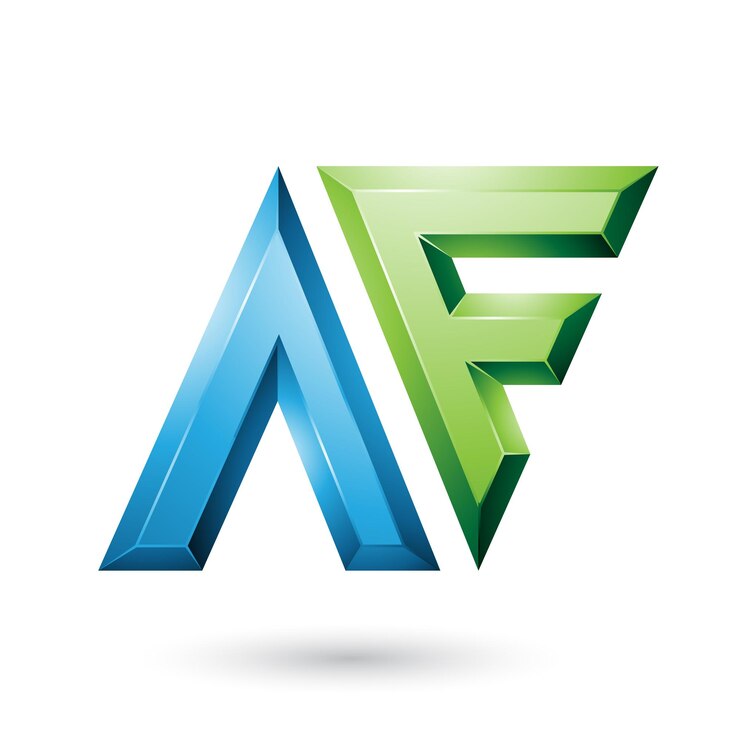 Vector letras dobles brillantes azules y verdes de las letras a y f ilustración vectorial