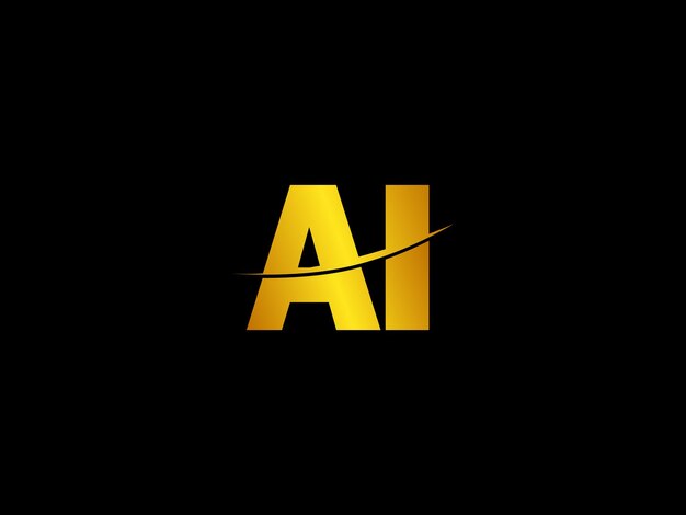 Letras doradas ai y una ola sobre un fondo negro.