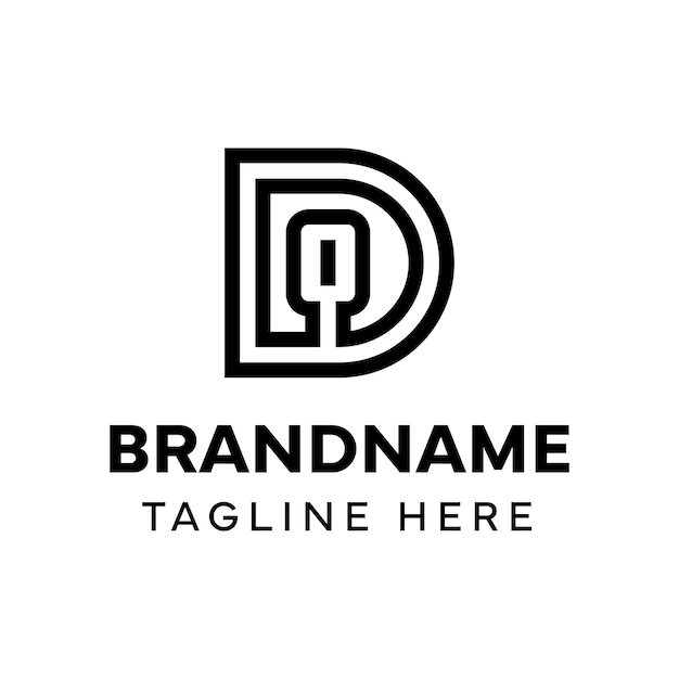 Letras DQ Monograma Logotipo adecuado para cualquier marca con las iniciales QD o DQ
