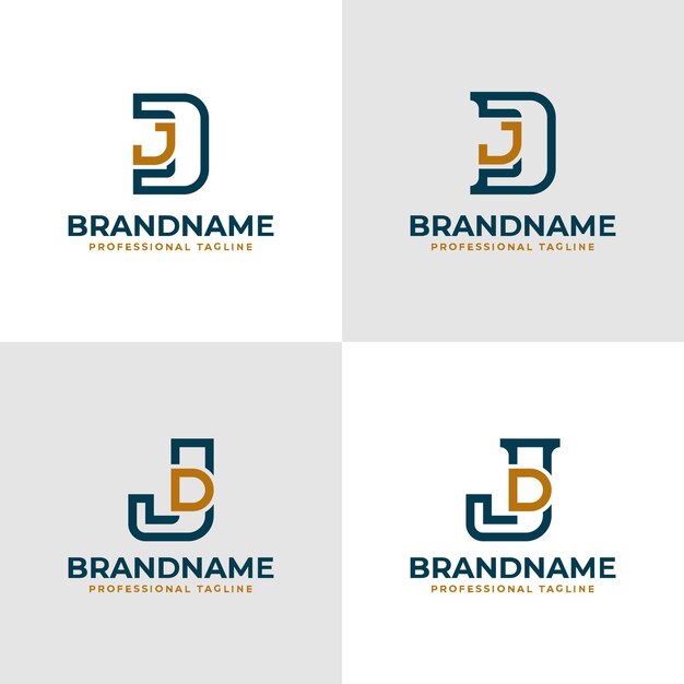 Letras elegantes DJ y JD Monograma Logotipo adecuado para negocios con las iniciales JD o DJ