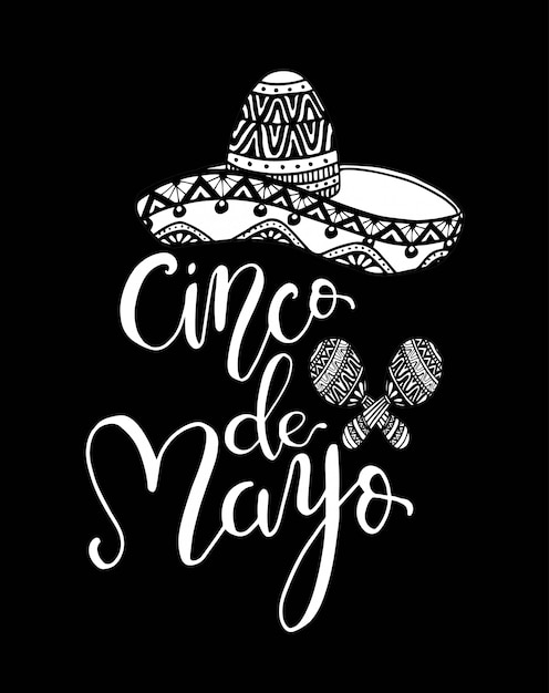 Vector letras escritas a mano del cinco de mayo