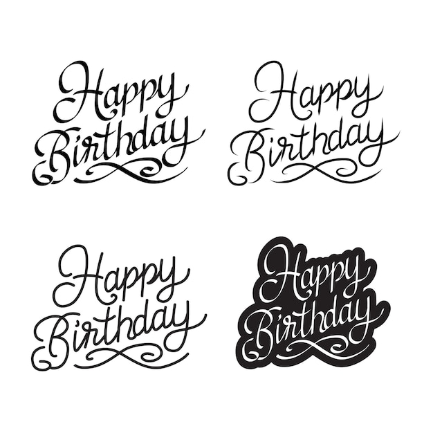 Vector letras escritas a mano con pincel de feliz cumpleaños diseño tipográfico