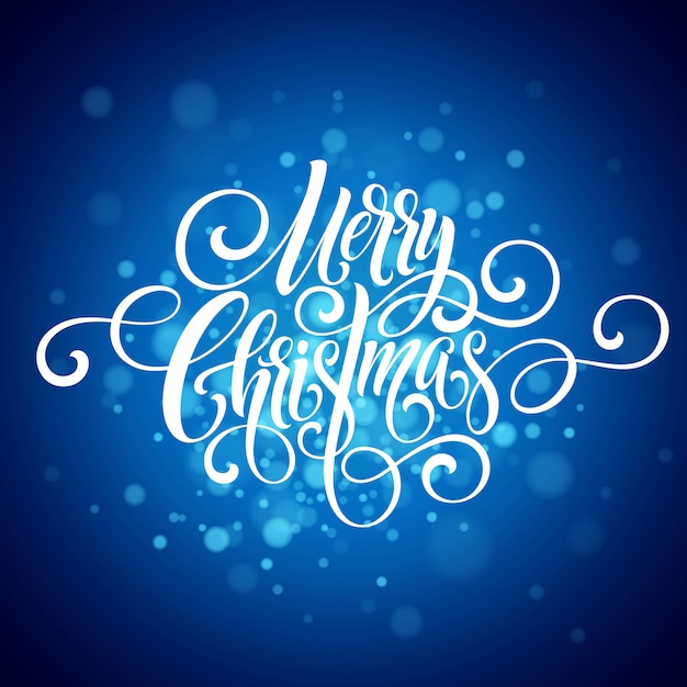 Letras de escritura de escritura de feliz Navidad, tarjeta de felicitación de Navidad nd con copos de nieve.