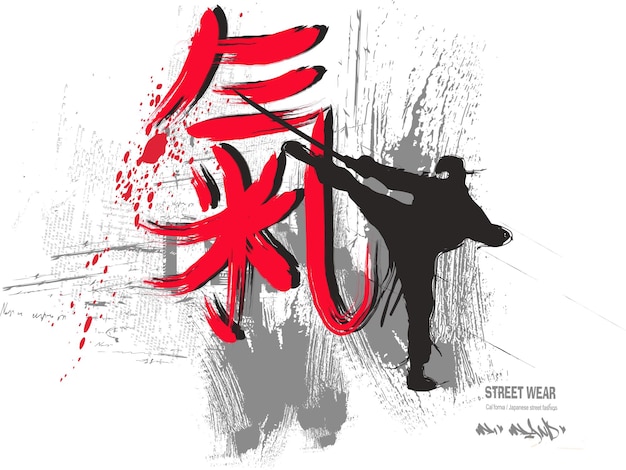 letras espirituales kanji espíritu japonés kanji graffiti eslogan impresión camiseta gráficos impresión vectorial