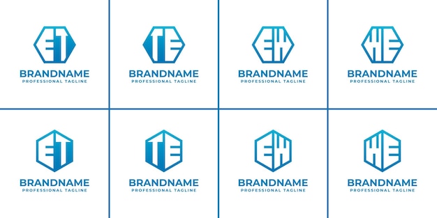 Las letras ET TE EW WE Hexagon Logotipo conjunto que simboliza el equilibrio de la estructura y la unidad