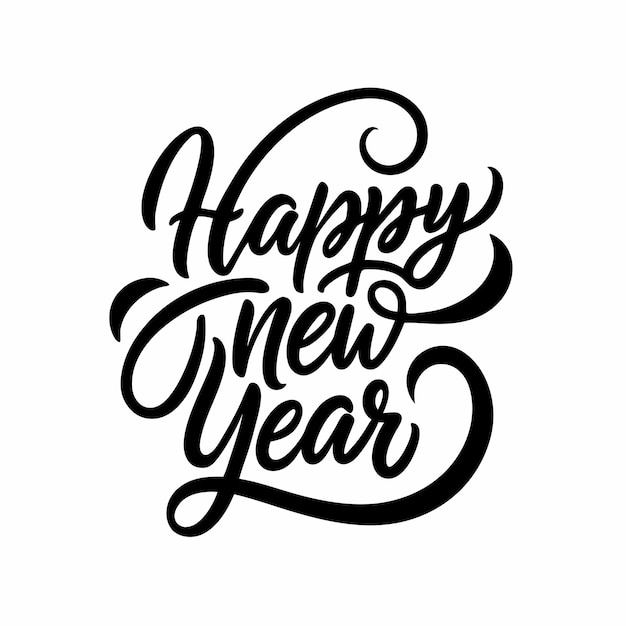 Letras de Feliz Año Nuevo Inscripción escrita a mano con remolinos 11