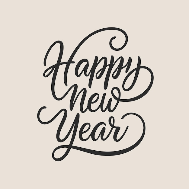 Letras de Feliz Año Nuevo Inscripción escrita a mano con remolinos 9