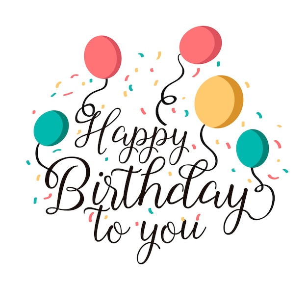 Letras de feliz cumpleaños con confeti