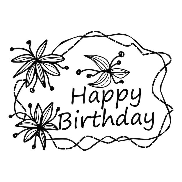 Vector letras de feliz cumpleaños con elementos de estilo doodle