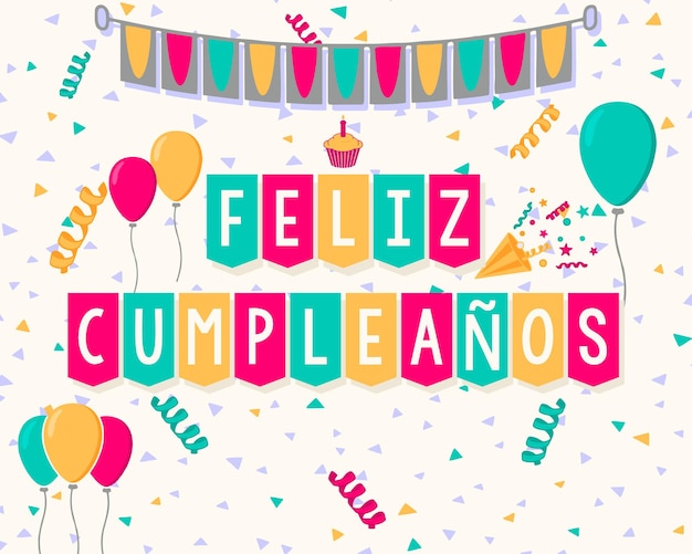 Vector letras de feliz cumpleaños en español