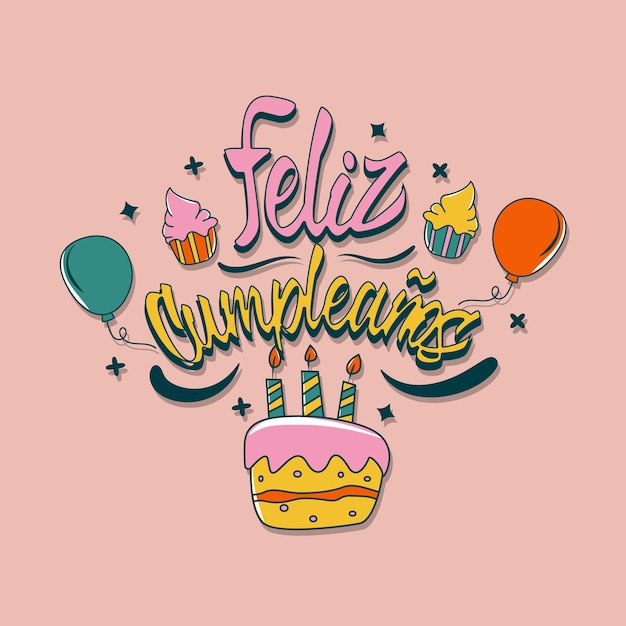 Vector letras de feliz cumpleaños en español