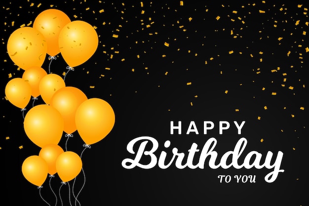 Letras de feliz cumpleaños con globo dorado realista