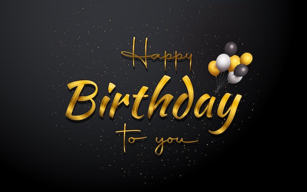 Vector letras de feliz cumpleaños con texto dorado