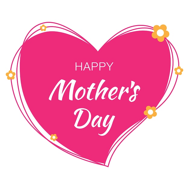 Letras de feliz día de la madre con corazón de garabato rosa Tarjeta del día de la madre vectorial