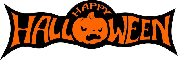 Vector letras de feliz halloween con calabaza letras dibujadas a mano