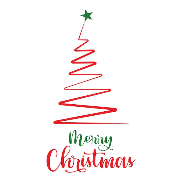 Letras de Feliz Navidad e ilustración vectorial del árbol de Navidad