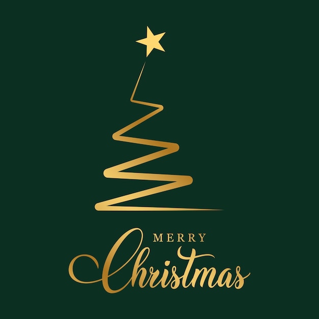 Letras de Feliz Navidad e ilustración vectorial del árbol de Navidad