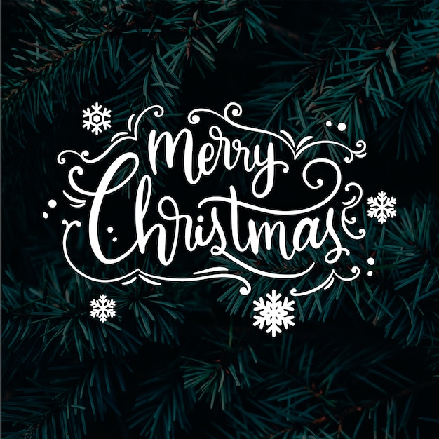 Letras de feliz navidad en la foto de navidad