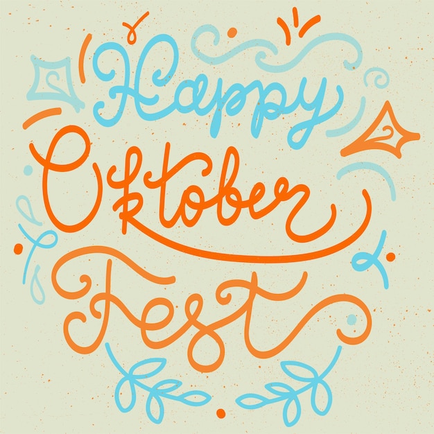 Letras de feliz oktoberfest para pegatina, impresión. bandera del festival de la cerveza. vector