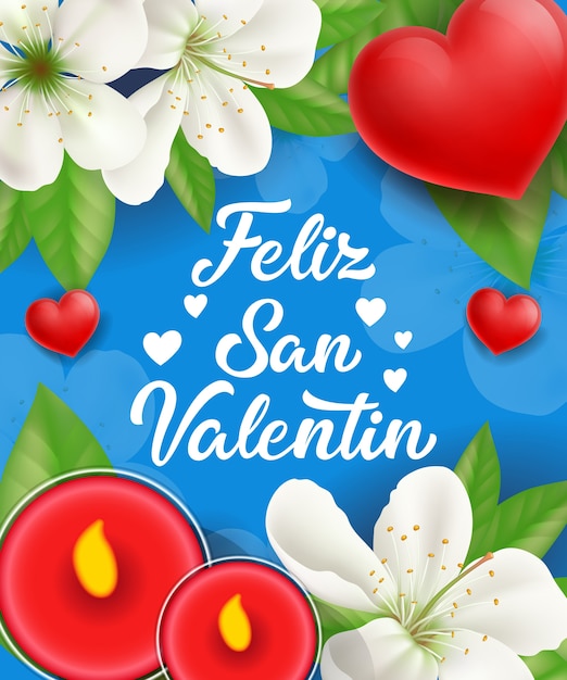 Vector letras de feliz san valentin con velas