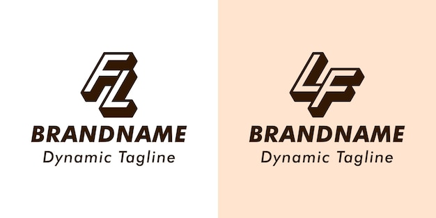 Las letras FL y el logotipo del monograma 3D LF son adecuados para negocios con las iniciales FL o LF
