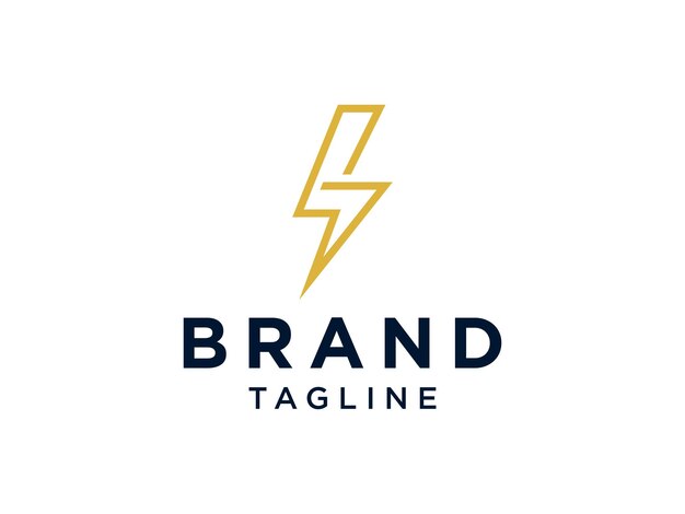 Letras de Flash con icono de perno de trueno amarillo aislado sobre fondo blanco.