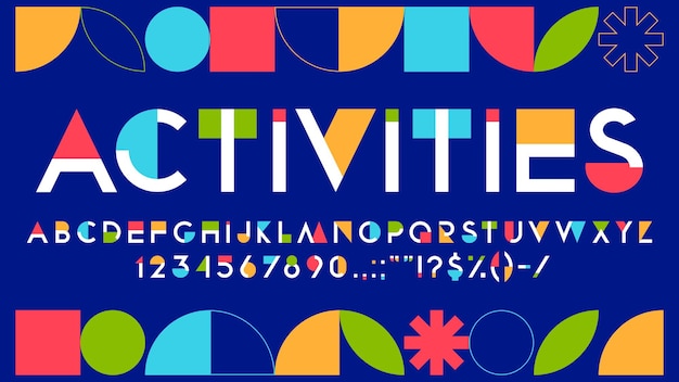 Letras de fuente de geometría de color o de tipo arte moderno