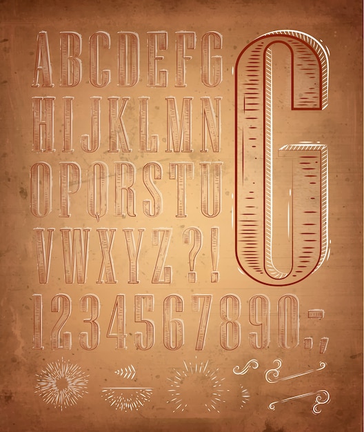 Vector letras de fuente vintage retro