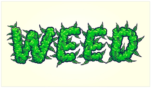 Letras de fuentes de malezas con ilustraciones vectoriales de efecto humo para el logotipo de su trabajo