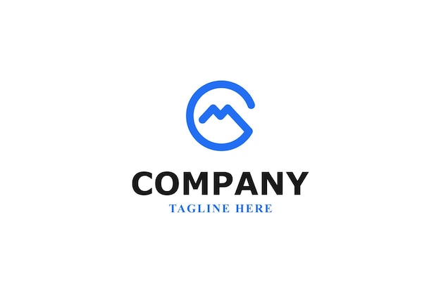 las letras g y m del logotipo mínimo de la montaña