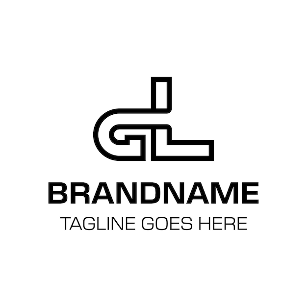 Las letras GL Monograma Logotipo adecuado para cualquier marca con las iniciales GL o LG