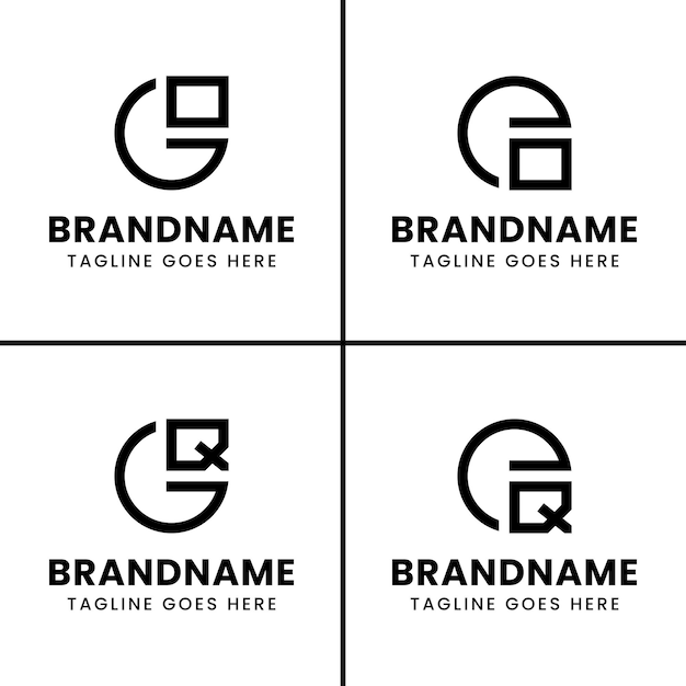 Letras GO EO GQ EQ Monograma Logotipo Conjunto para las iniciales GO OG EO OE GQ QG EQ QE