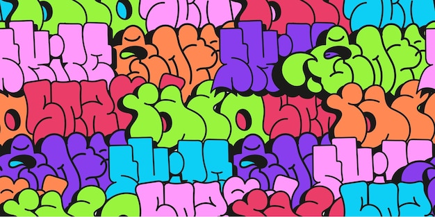 Letras de graffiti de fondo multicolor inscripciones de colores brillantes en el estilo de graffiti