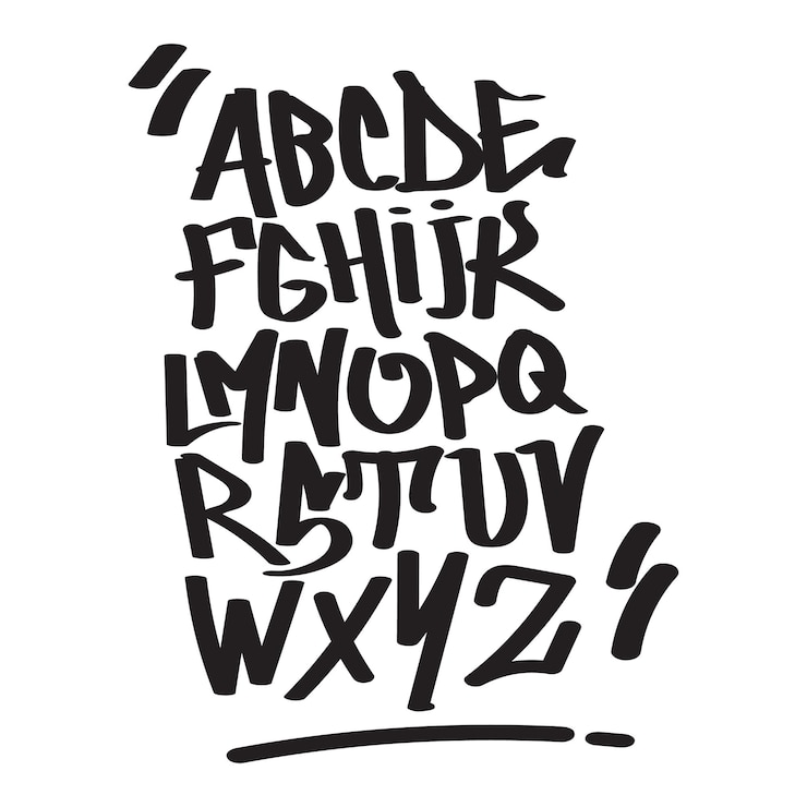 Vector letras de graffiti negras alfabeto de graffiti