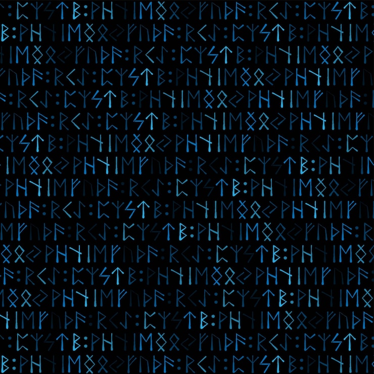 Vector letras de grunge azul vikingo rúnico