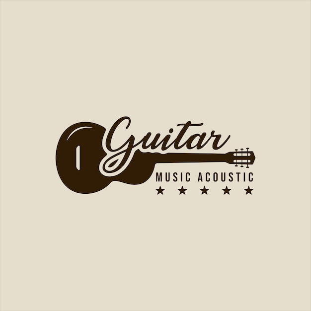 Letras guitarra logo vintage vector ilustración plantilla icono diseño gráfico música acústica instrumento signo o símbolo para festival o banda de tienda de negocios