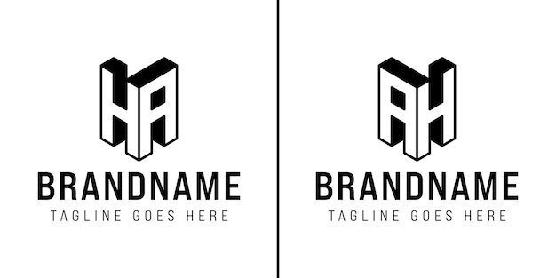 Las letras HA y AH 3D Monograma El logotipo representa la profesionalidad y la innovación para las iniciales HA o AH
