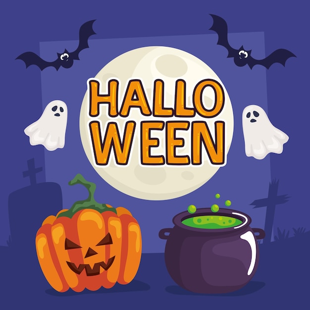 Letras de halloween con luna llena