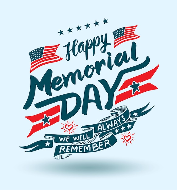 Vector letras de happy memorial day.