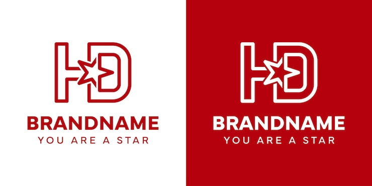 Vector las letras hd star monogram logotipo que representa el éxito la libertad y la prima