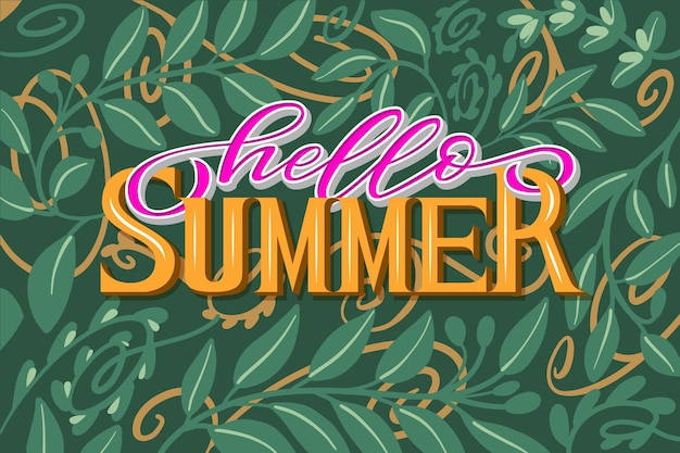 Vector letras de hola verano escrito por pincel. hola caligrafía de verano.