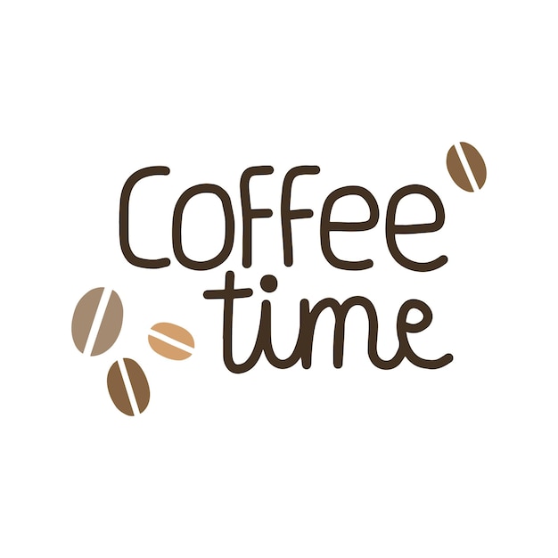 Letras HORA DEL CAFÉ con granos de café estilizados. Letras de mano.