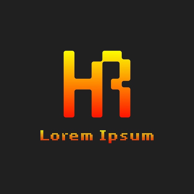 Las letras HR Pixel Monogram Logotipo adecuado para cualquier negocio con las iniciales HR o RH
