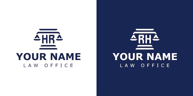 Vector letras hr y rh legal logotipo adecuado para abogado legal o justicia con las iniciales hr o rh