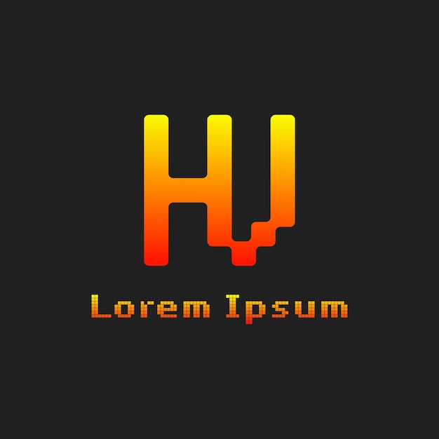 Las letras HV Pixel Monogram Logotipo adecuado para cualquier negocio con las iniciales HV o VH