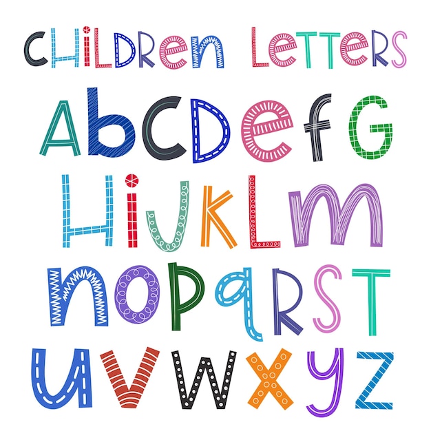 Letras infantiles de colores irregulares Estilos y colores aleatoriosNúmeros infantiles de colores irregulares cómicos Estilos y colores aleatorios