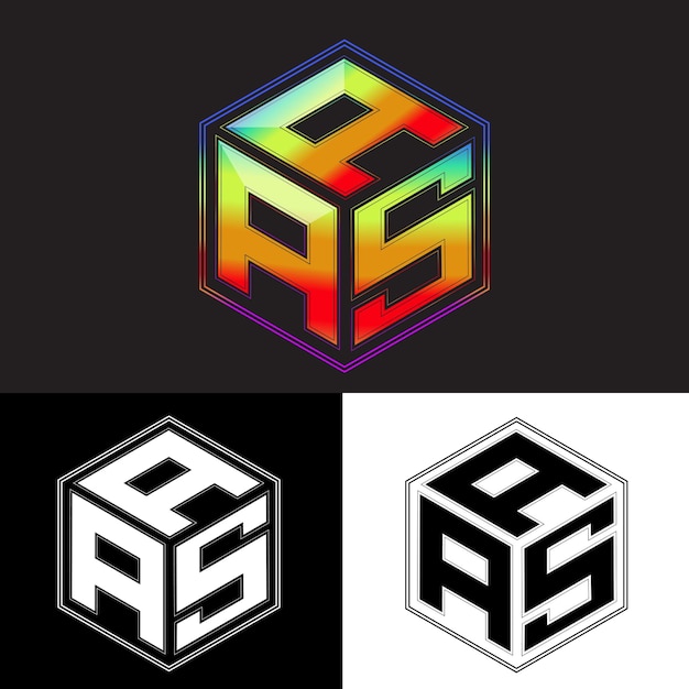 letras iniciales aas diseño de logotipo de polígono imagen vectorial