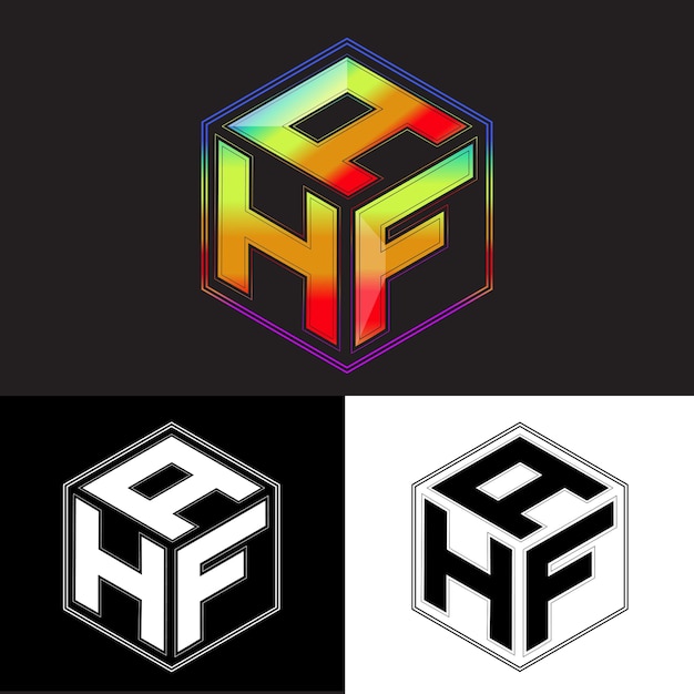 letras iniciales ahf diseño de logotipo de polígono imagen vectorial