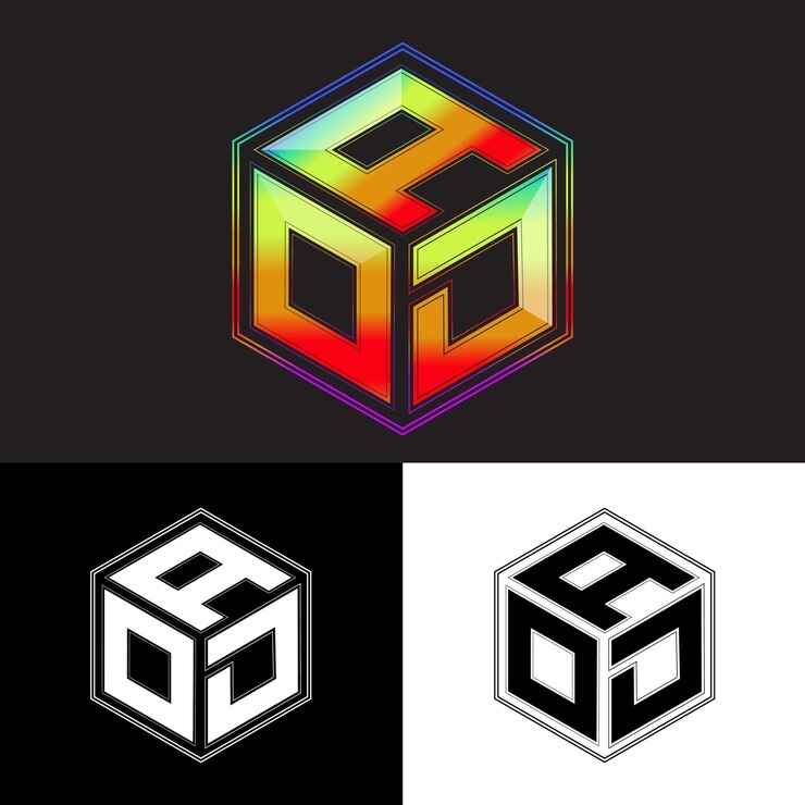 Vector letras iniciales aod polígono logo diseño vector imagen